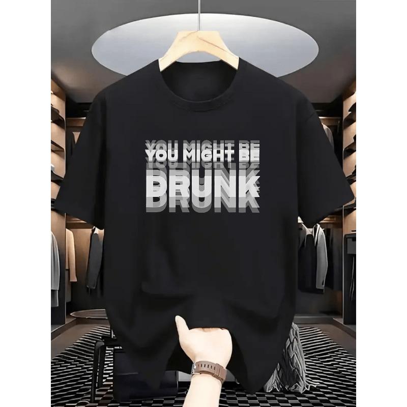 Divertente T-Shirt con Stampa Speculare "Potresti Essere Ubriaco" Stile Streetwear Americano Trendy Maniche Corte Larghe Versatile