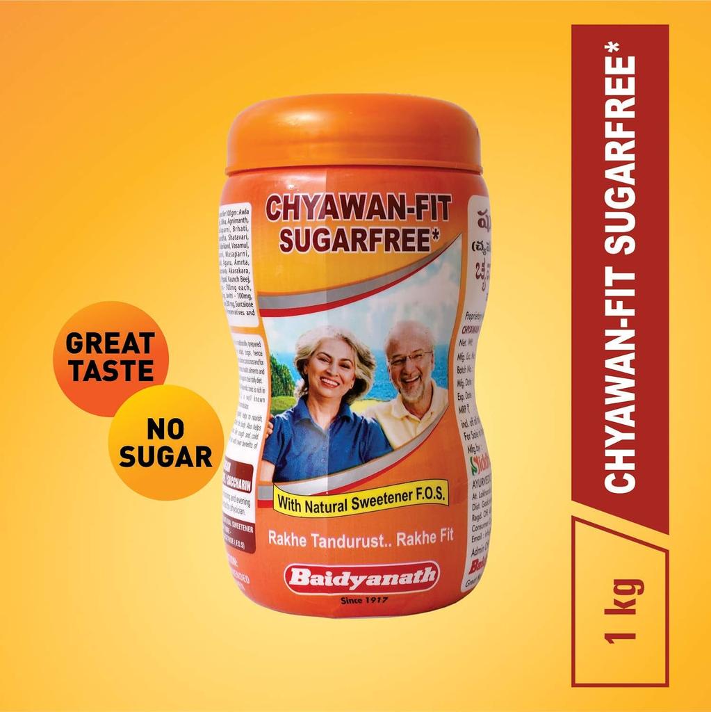Baidyanath Asli Ayurved Chyawan-fit Sugarfree Chyawanprash 1 Kg Pack of 1 Boosts Energy Immunity