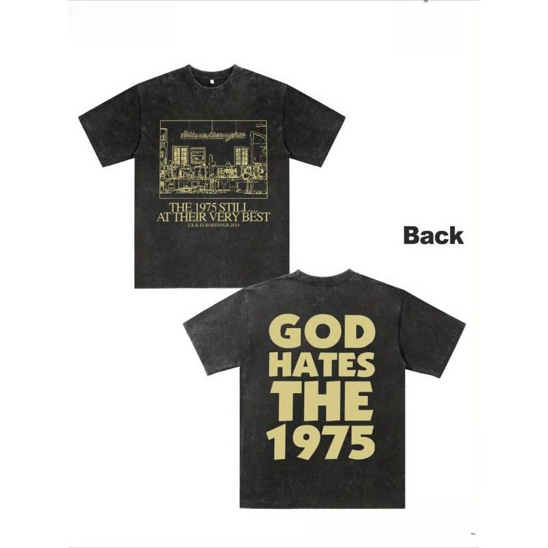 European Size Y2K Retro Character Men'S Distressed Tee Urban Style Playful Design God Dislikes The 1975 The 1975 at Their Peak Festivity Gift