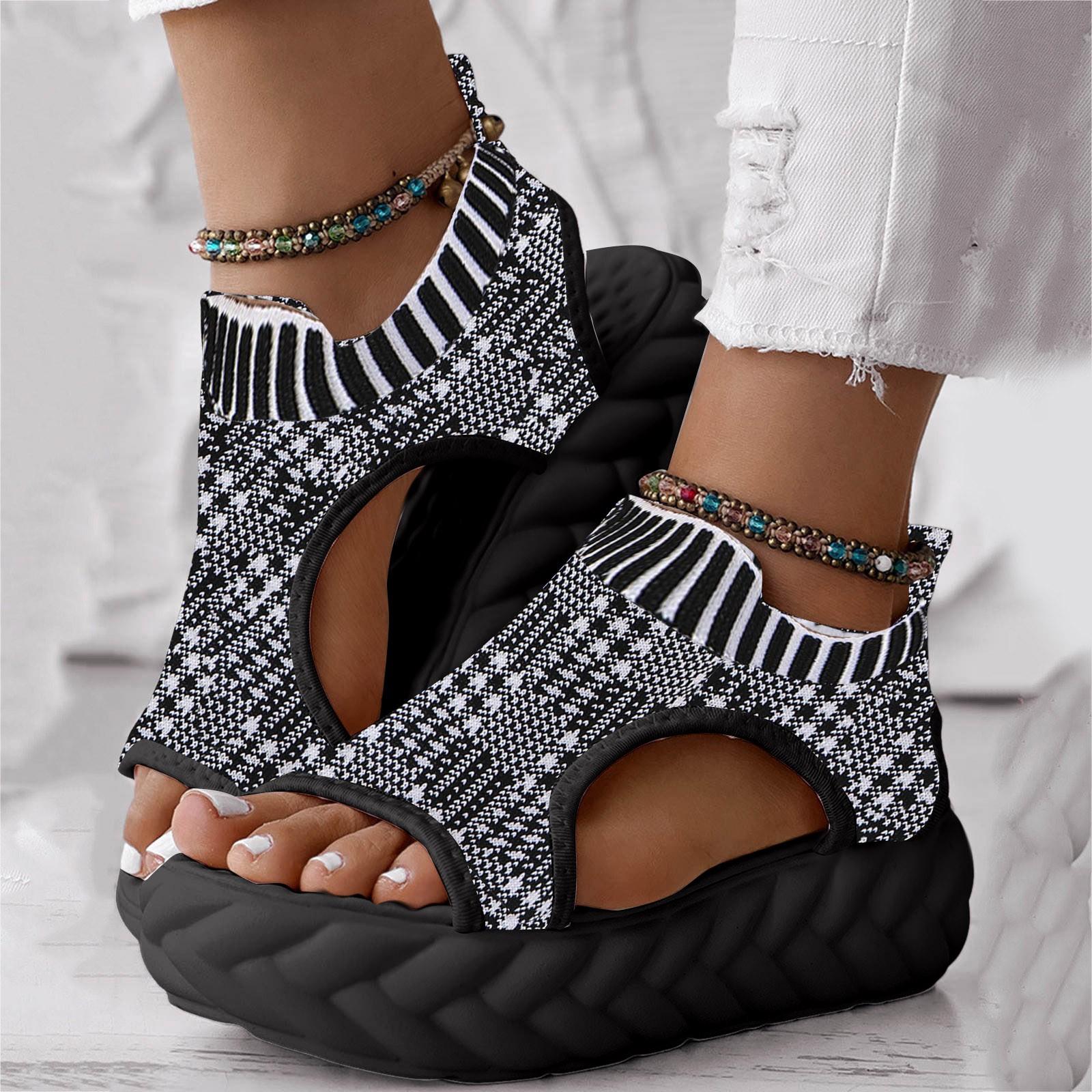Fashion Casual Sandals for Women Women s Thick Soled Hollow Mesh Breathable Shoes Summer Heightening Wedge Strap Sandals 37 светло-серый 2640₽