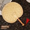 Hand-Woven Straw Fan Vintage Pufan Chinese Handmade Hand Shaking Fan Wheat Straw Craft Gift Home Decoration Party Dance Hand Fan
