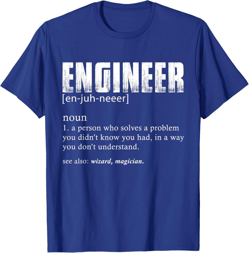 Engineer Definition Funny Noun T Shirt Soft Cotton Graphic Tee for Men Casual Sports
