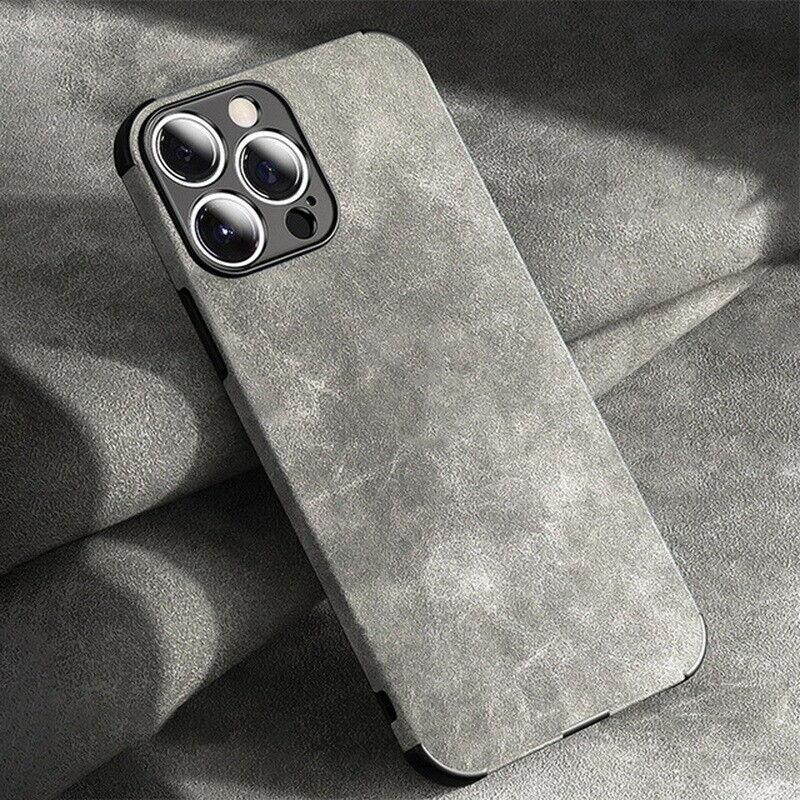 Luxury Matte Lambskin Leather Phone Case for iPhone 14 13 12 11 Pro Max X XR XS 7 8 Plus SE 2 Lens Protection Soft Cover Funda