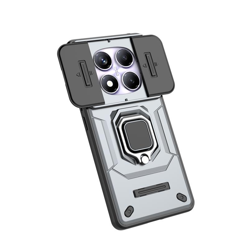 Ring Bracket Phone Case For Xiaomi Redmi Note 14 4G Case Cover For Redmi Note 14 Pro 4G Sliding Window Funda Back Cover