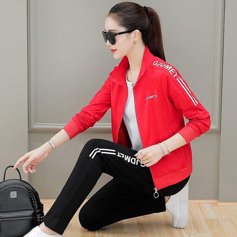 Damenmode Baumwolle Elastisch Sportbekleidung Set - Sweatshirt, Hose, T-Shirt für Frühling/Herbst Freizeit- & Tanzbekleidung