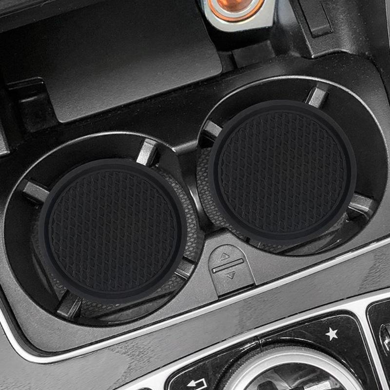 Set of 2 Thickened PVC Automotive Drink Mats Cup Holders Coasters Pads For Secure Placement Of Beverages In Moving Car