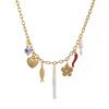 European and American Style Multi-Pendant Pearl & Stainless Steel Necklace with Small Fish, Chili, and Heart Ocean Style Choker