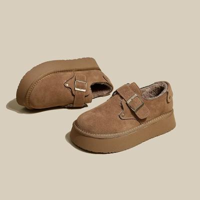 New Winter Women Buckle Casual Shoes Indoor Outdoor Warm Plush Cottom Shoes Loafers Fashion Women's Flats Shoes Zapatos De Mujer