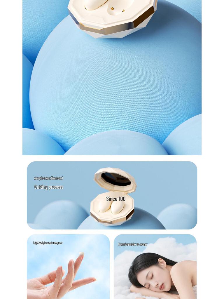 Mini Bean-Shaped Noise-Canceling Wireless Sleep Earphones: Ultra-Small, Invisible, and Perfect for Side-Sleeping