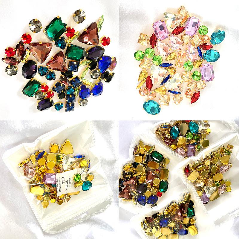 50 Perle di Cristallo a Griffa Singola da Cucire a Mano Trapanino Accessori Fai da Te per Abbigliamento Accessori Matrimonio Trapanino a Griffa da Cucire a Mano con Fori Perline Strass da Cucire
