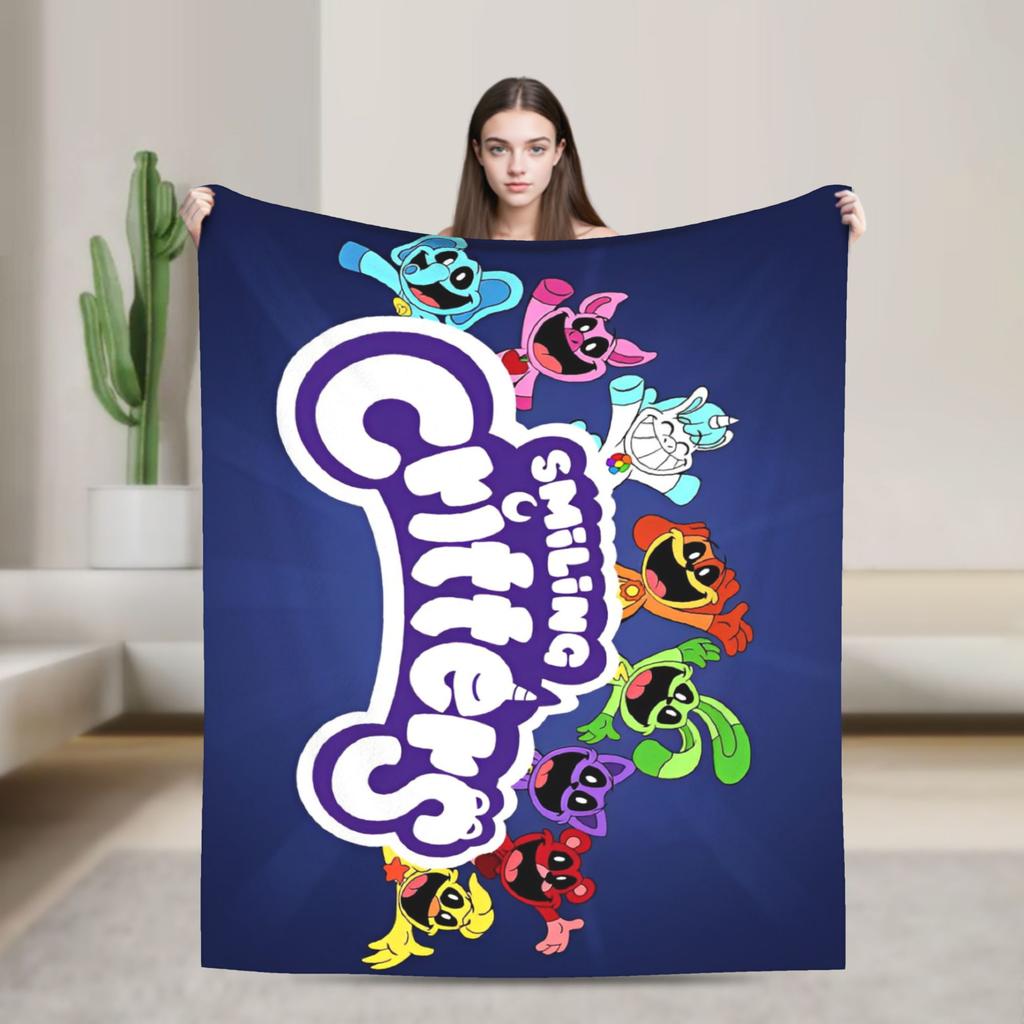 Cartoon S-Smiling Critters Anime Blankets Game Plush Novelty Warm Throw Blanket for Home Autumn/Winter