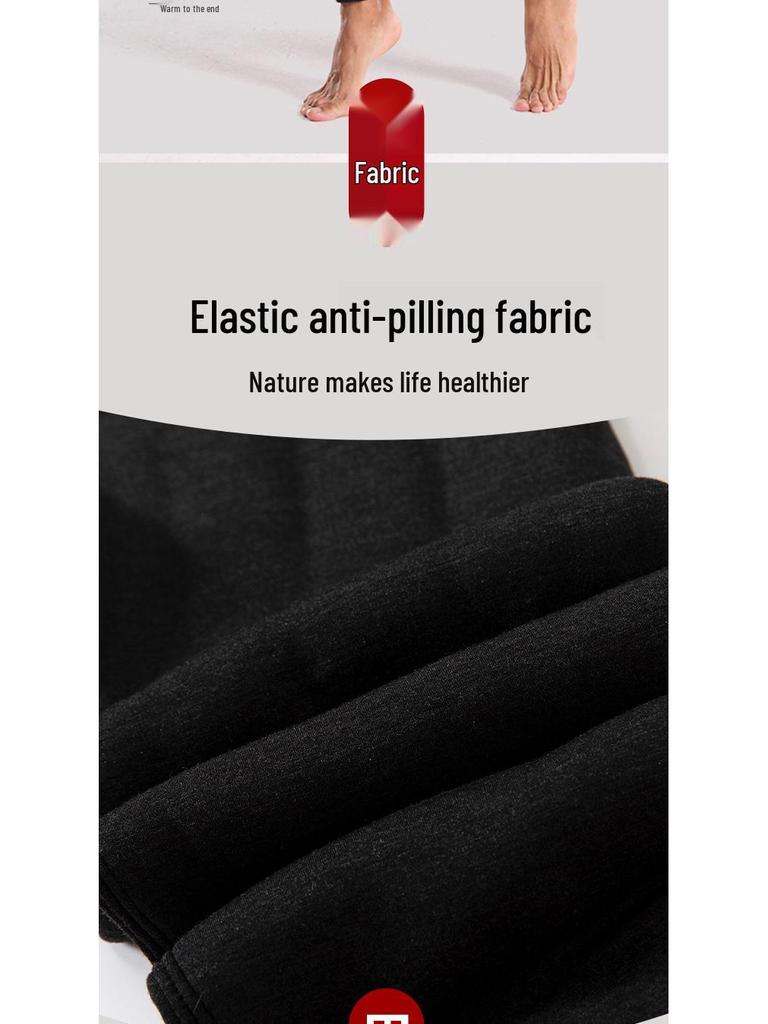 Men's Thick Fleece-Lined Wool-Cotton Cashmere Slimming Pants - Extra Warm Winter Knee Pads