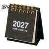 Gold Twin Binding Desk Calendar Mini 2026-2027, Oct 2026 To Dec 2027 Standing Flip Small Artistic Office Stationery Supplies Calendar, 14 Monthly