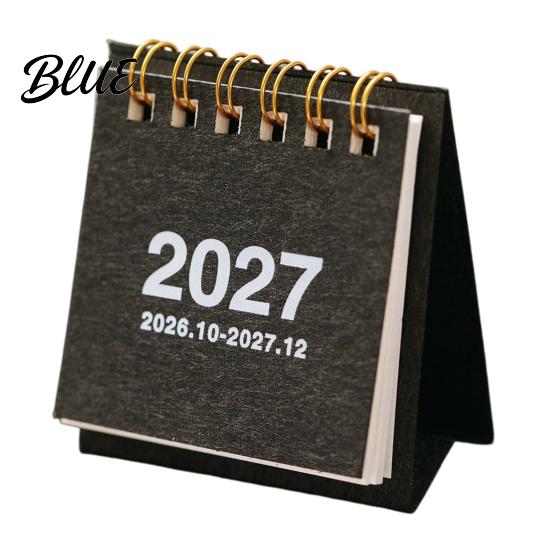 Gold Twin Binding Desk Calendar Mini 2026-2027, Oct 2026 To Dec 2027 Standing Flip Small Artistic Office Stationery Supplies Calendar, 14 Monthly