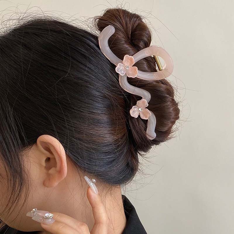 Korean Candy Color Flower Wave Hair Claw for Women Girls Fashion Design Acrylic Large Hair Claws Crab Hairpin Hair Accessories