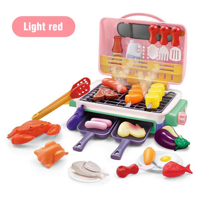 Children Barbecue BBQ Grill Toys Simulation Kitchen Girls Boys Electric Oven Pretend Play Food Bbq Play Role Play House Toy