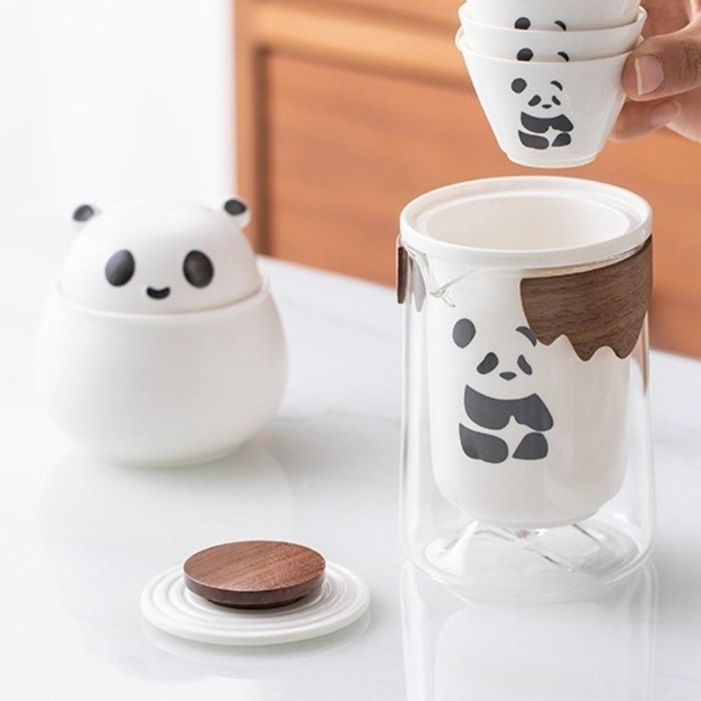 Anti Heat Hand Grip Portable Tea Set Cartoon Chinese Congou Tea Set Panda Tea Set Travel Tourism
