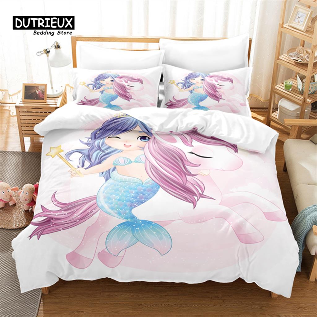 Cartoon Girl Bedding Set, 3Pcs Duvet Cover Set, Soft Comfortable Breathable Duvet Cover, For Bedroom Guest Room Decor