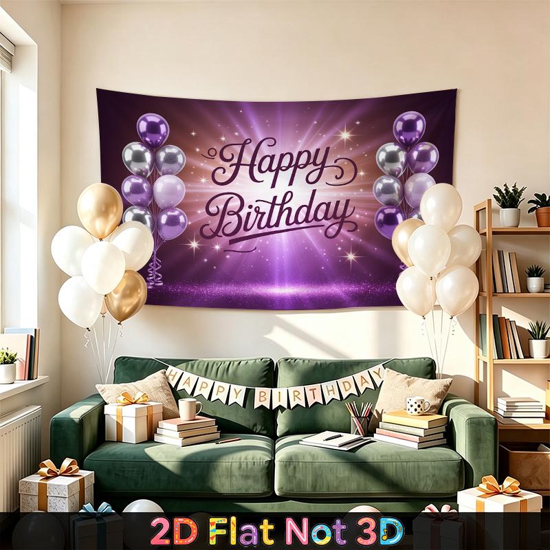 Party Backdrop Birthday Purple Silver Photo Booth Background Front Door Decor