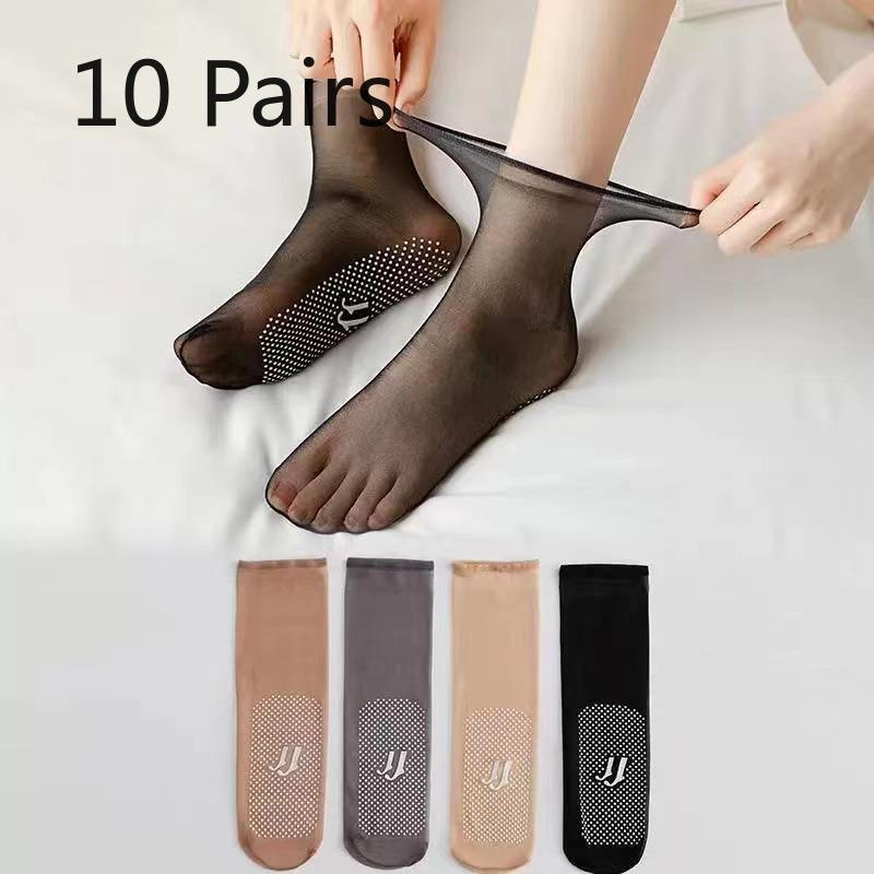 

10 Pairs of Women s Summer Thin Dispensing Non Slip Anti Hook Silk Foot Massage Tube Stockings 10 pairs чёрный