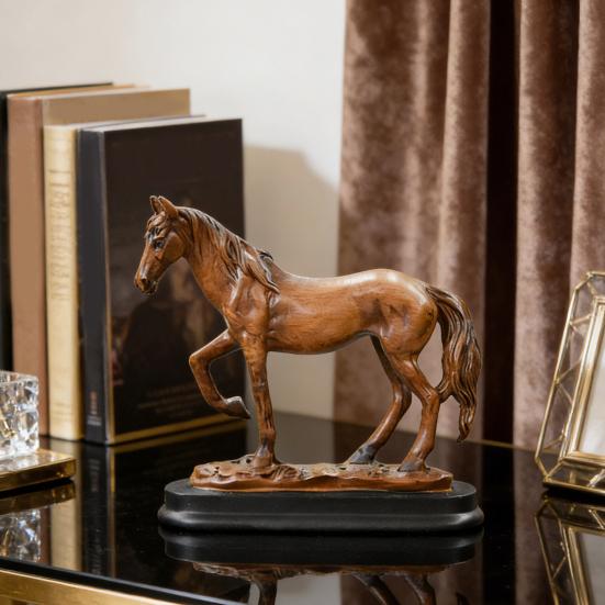Simulated Horse Figurine Bring Good Luck Wealth Horse Resin Statue Fengshui Decoration Home Office Desktop Ornament Year of Horse Gift