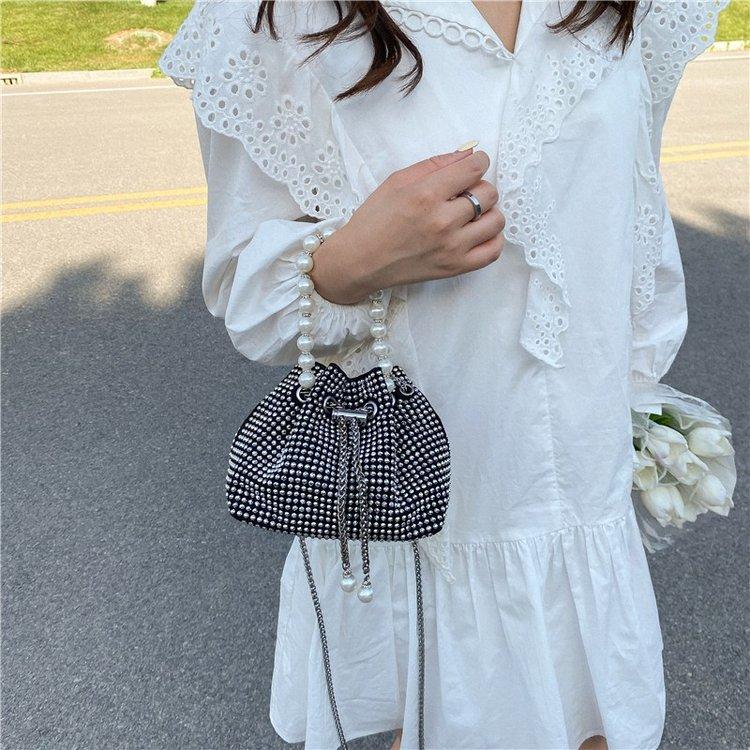 Live Stream Shiny Diamond-encrusted Bucket Bag Full of Diamond Bags 2025 Summer New Trendy Spring and Summer Bright Diamond Handbags Women's Bags