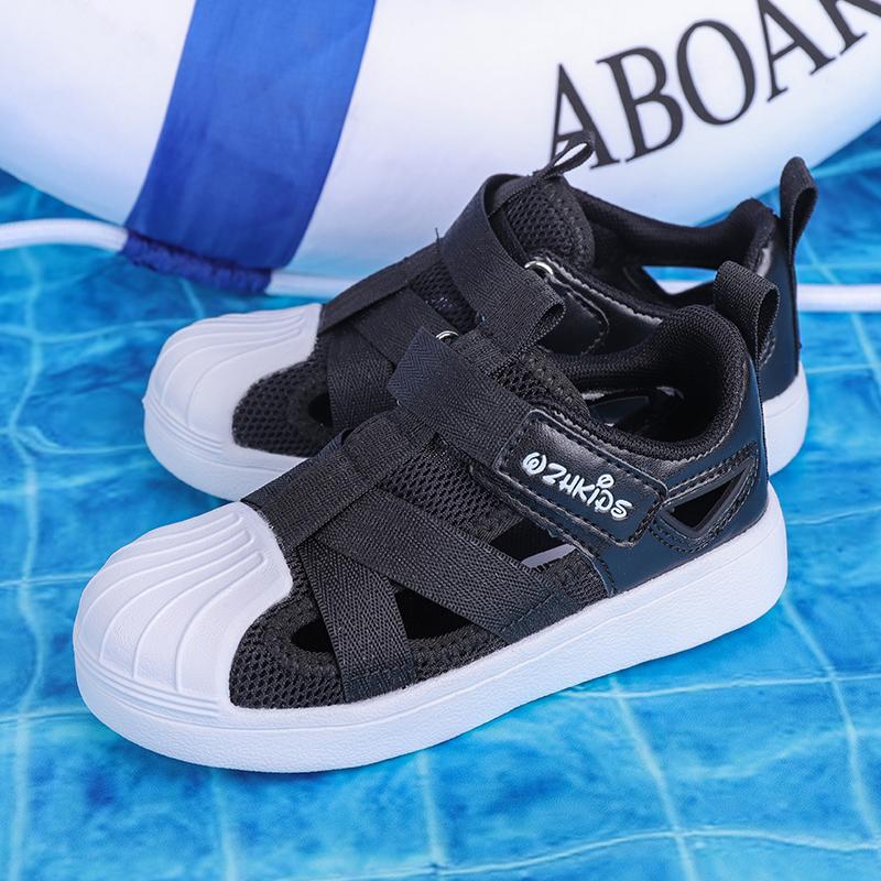 Детская летняя модная однотонная дышащая повседневная обувь на липучках для отдыха — фото 8