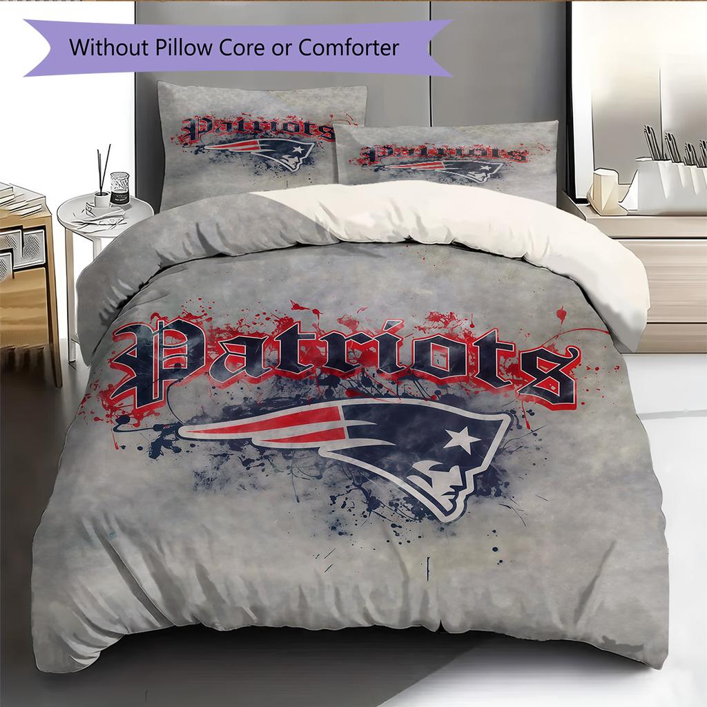 New England Patriots Muster Bettwäsche Steppdecke Set Heimdekoration Geschenk (1 Bettbezug + 2 Kissenbezüge (ohne Füllung))