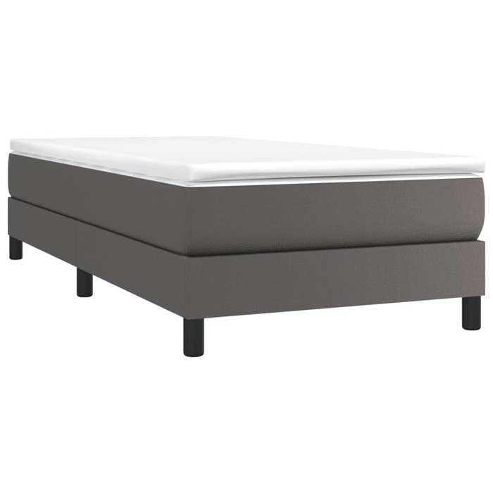 3144235 vidaXL Lit à sommier tapissier avec matelas Gris 90x190 cm Similicuir