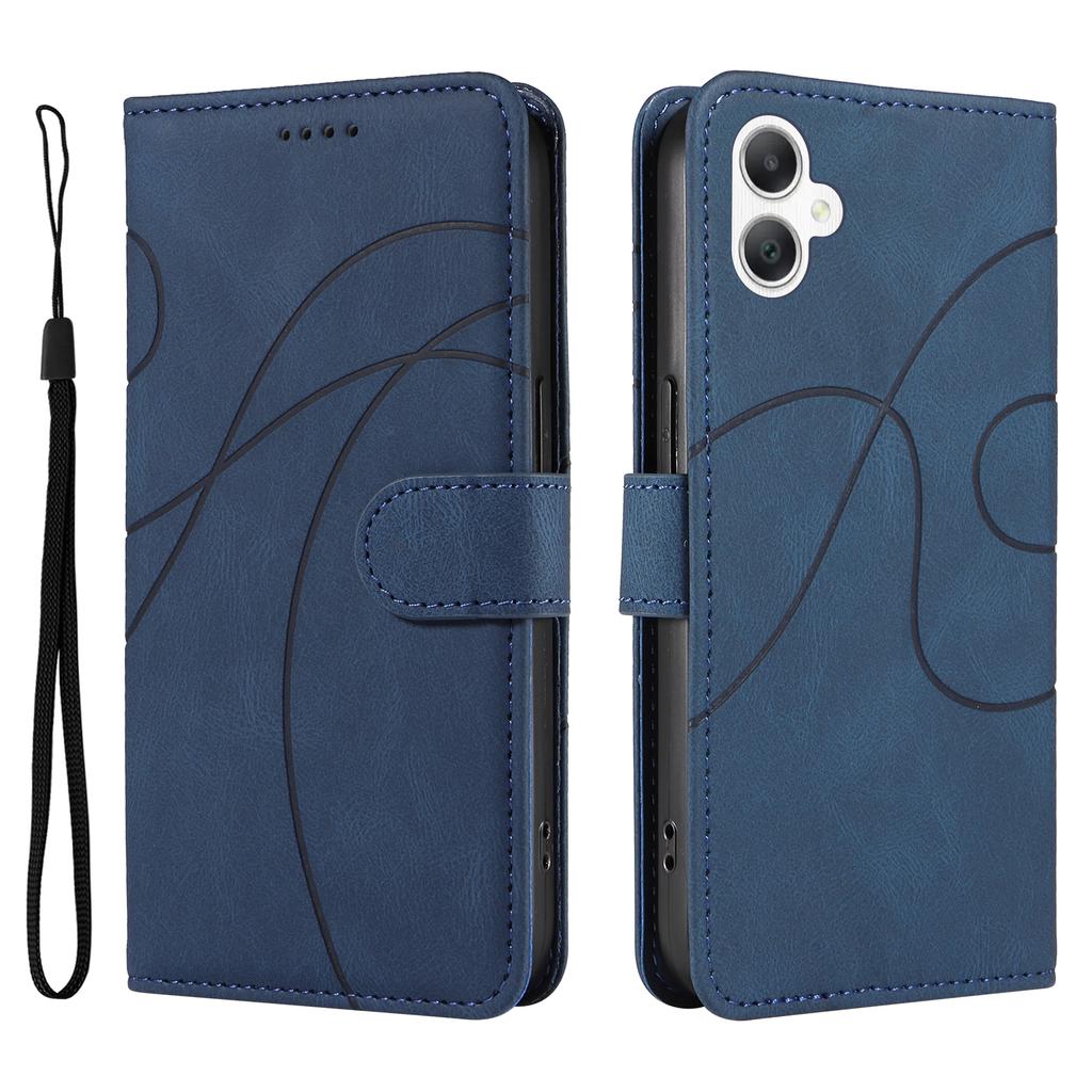 For Samsung Galaxy A07 5G/A06 4G/A06 5G Case Stand Wallet Leather Phone Cover Curved Line Wrist Strap