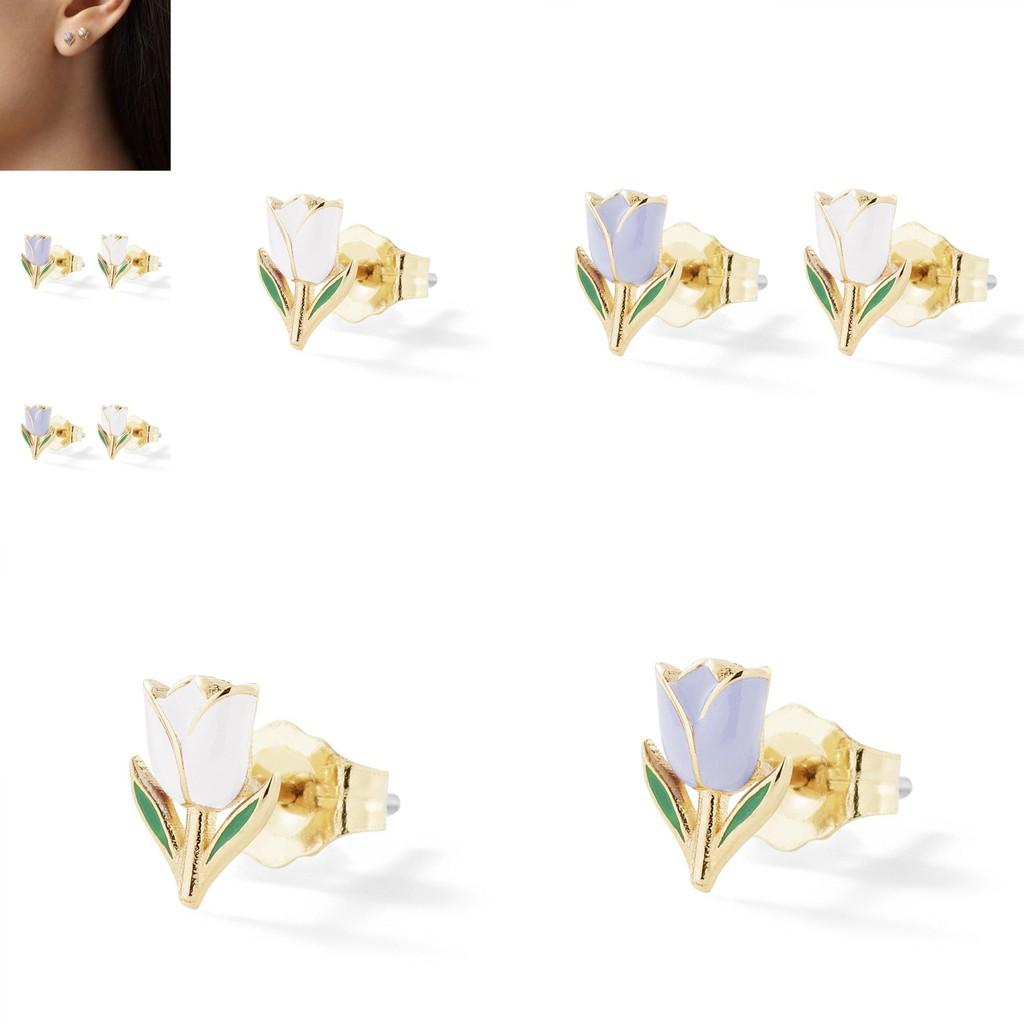 Adorable Mini Flower Earrings Set For Women Chic Two-tone Alloy Floral Studs Jewelry