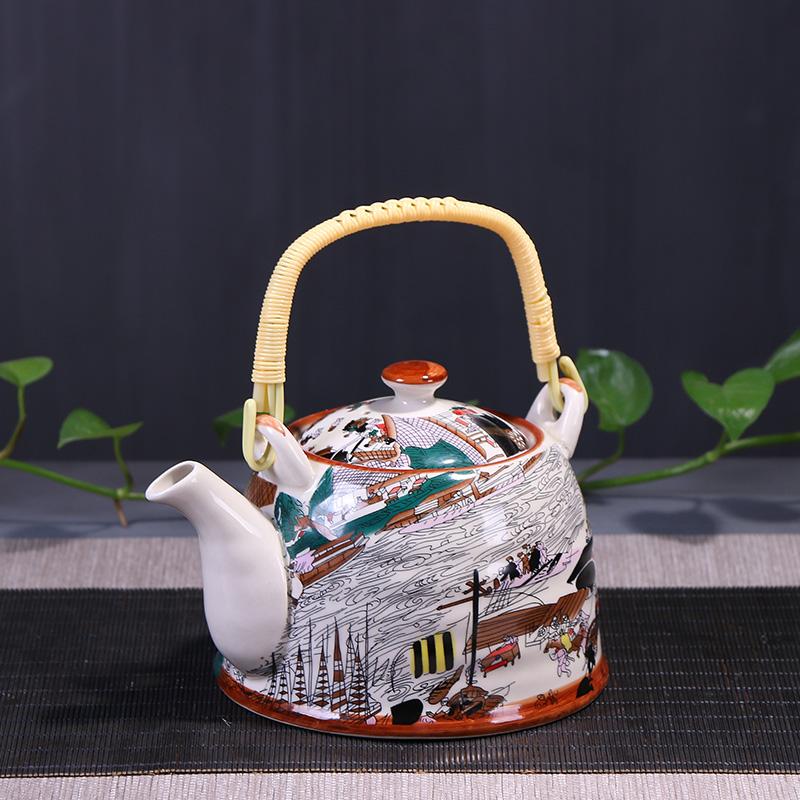 CHANSHOVA-Chinese Porcelain Teapot with Strainer Net, High Capacity 900ml, Traditional Chinese Retro Ceramic Tea Set, H189