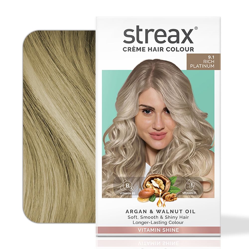 Streax Permanent Hair Colour 120 ml Pack of 1 for Women 100% Grey Coverage Rich Platinum Ash Hair Color
