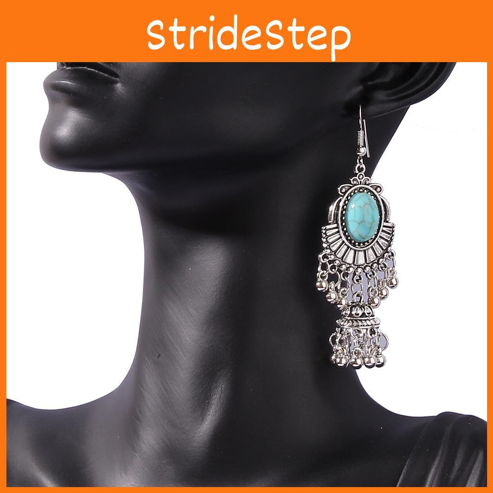 Alloy Ethnic Style Dangle Earrings Featuring Peacock Blue Finish Ladies For