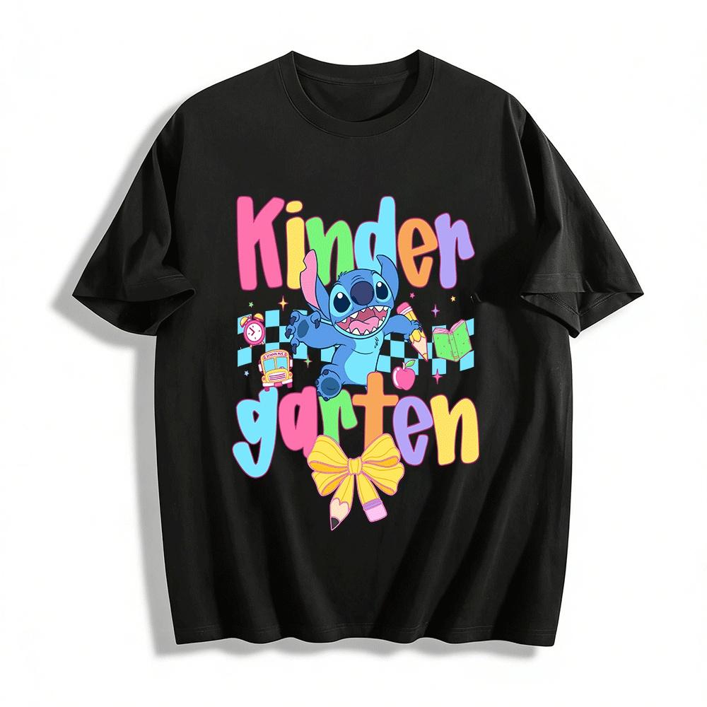 

Stitch Kindergarten Themed Kids Cute Graphic Tee Shirt Pure cotton T-shirt XXS