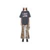 We11done Letter Print Round Neck Short Sleeve T-Shirt Unisex Tops Charcoal WD-TT2-24-761-U-CH
