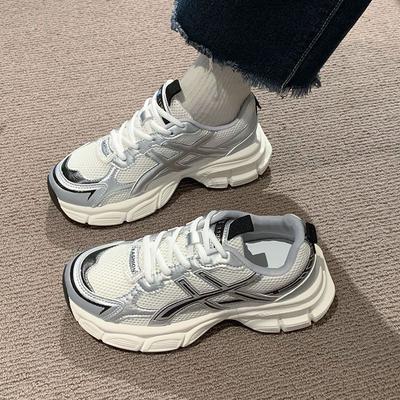 Platform-soled Dad Shoes for Women 2025 Spring and Summer New Versatile and Lightweight Running Fried Street Mesh Breathable Sneakers for Women