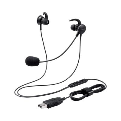 ELECOM Headset with Microphone Arm USB Inner Ear Wired Binaural Black HS-EP15UBK
