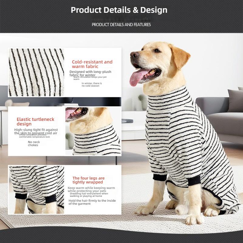 Winter Dog Four-Legged Coat Soft Long Plush Warm Anti-Shed Pet Cotton Jumpsuit For Small Medium Dogs