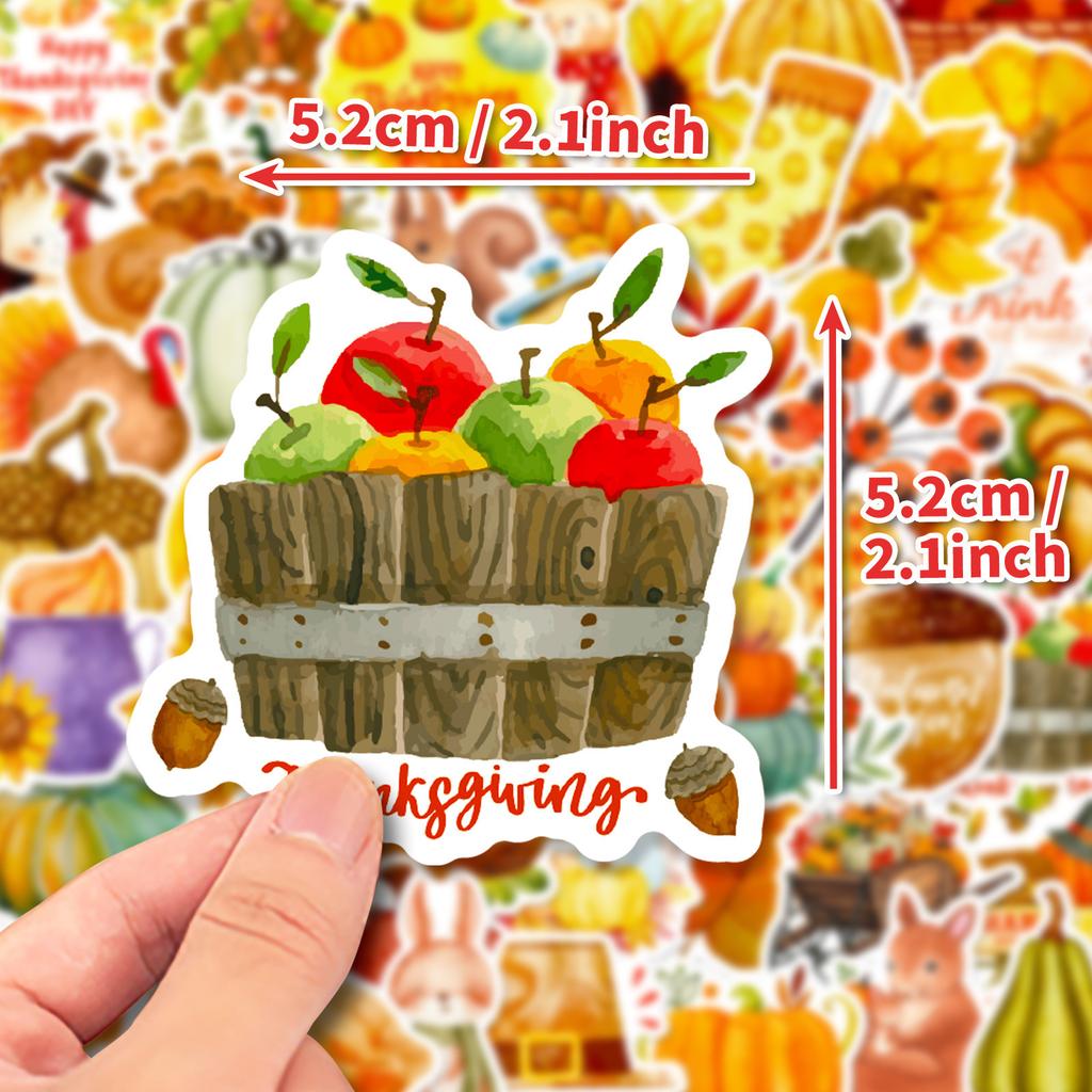 50 Thanksgiving Stickers Pumpkin Turkey Autumn Maple Leaf Thanksgiving Festive Stickers