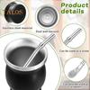 Yerba Mate Cup Set Double Wall Stainless Steel Gourd Shape Cup with Bombilla Teacup Cleaning Brush Antioxidant Rich Energy Boost Tea Kit