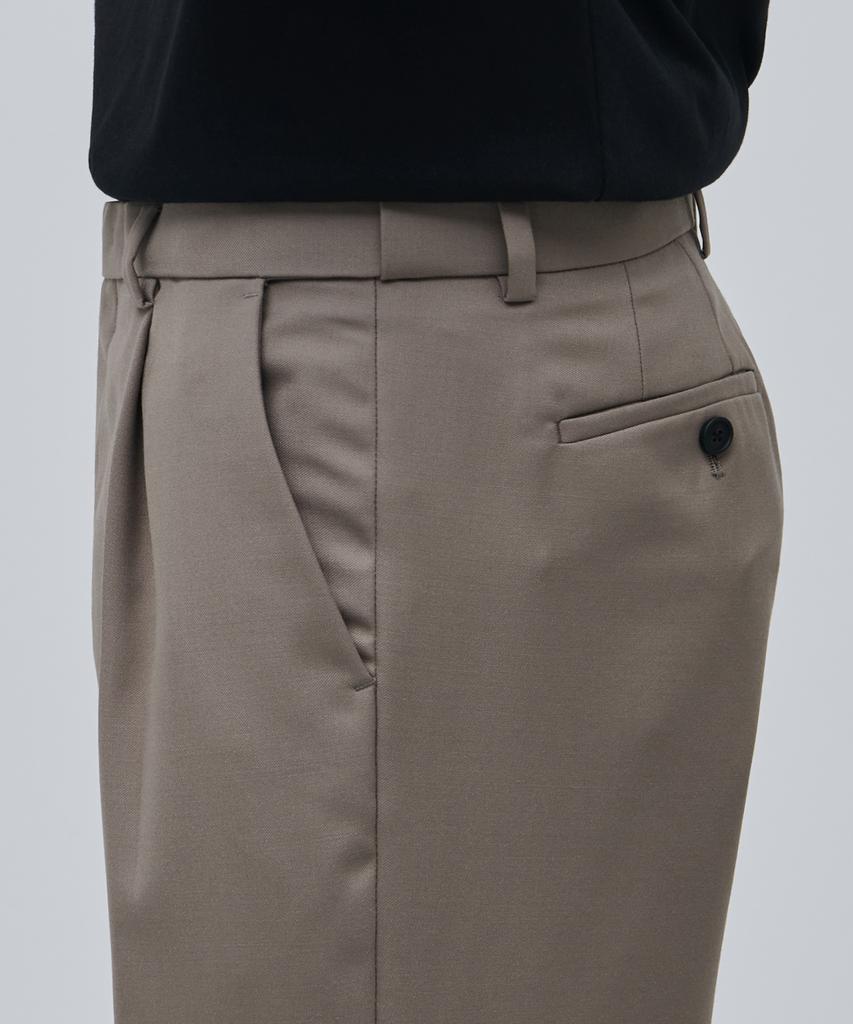 Musinsa Standard Wool Blend Wide Hidden Elastic Waist Slacks [Dusty Beige]