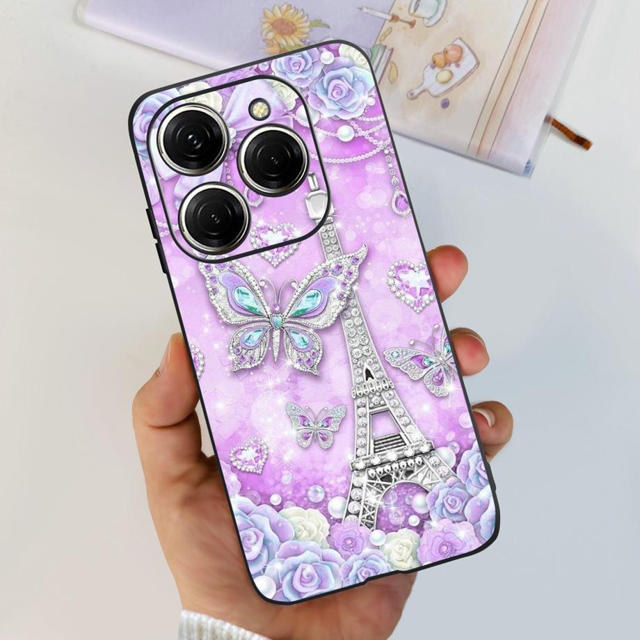 For Tecno Spark 20 Pro Case Liquid Silione Soft TPU Matte Cover Phone Mask On Spark20 20Pro 4G Luxury Pattern Cat Flower Cartoon