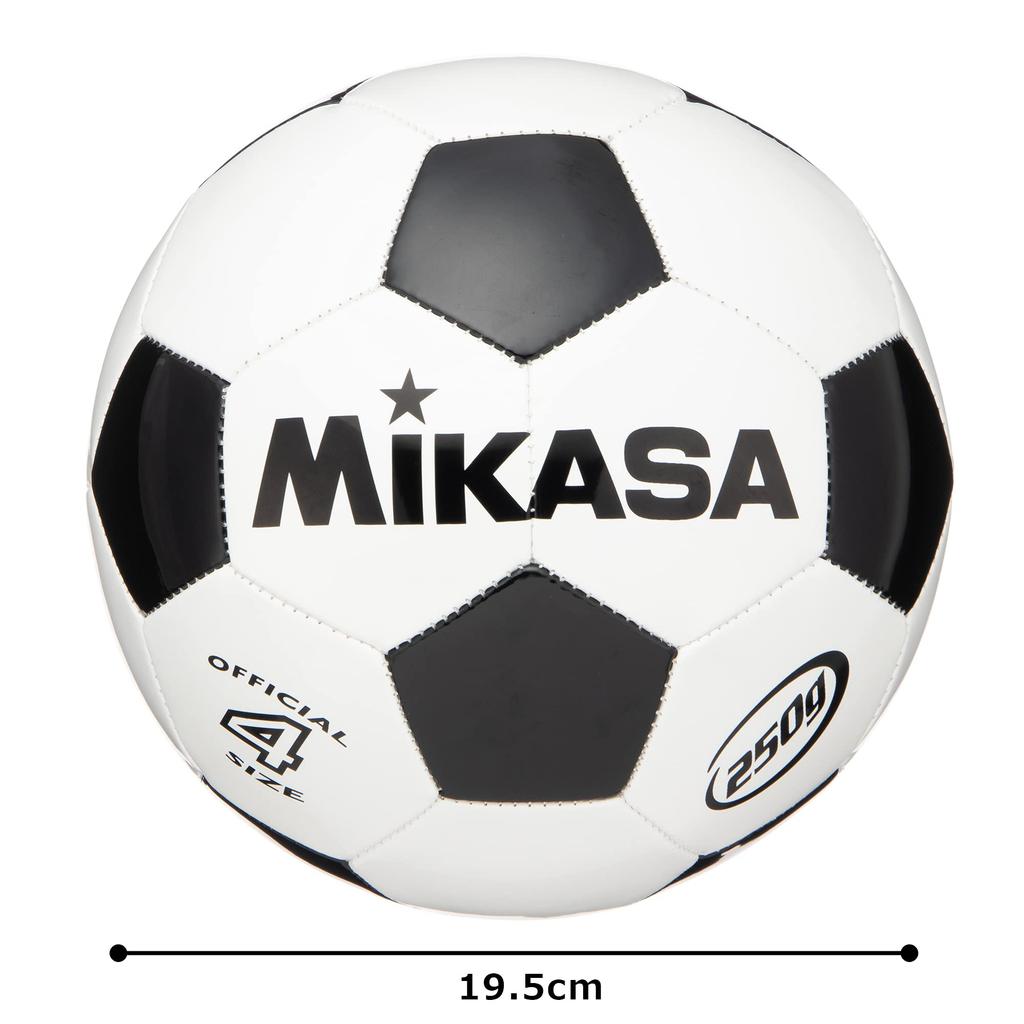 MIKASA Soccer Ball, Size 4 (Elementary School), Approx. 250g, White/Black, Sewn Ball, SVC403-WBK, Recommended Internal Pressure 0.35kgf/cm²