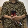 Aspersio Košile s límečkem s krátkým rukávem ve stylovém americkém ležérním stylu se zvířecím potiskem leoparda a otevřeným předním dílem Aloha, pánská