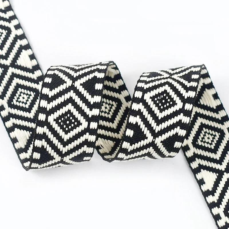 Meetee 2-10M 38mm Jacquard Polyester Cotton Ribbon Band Canvas Bag Strap Belt Decorative Bias Webbing Tape Sewing Accessories