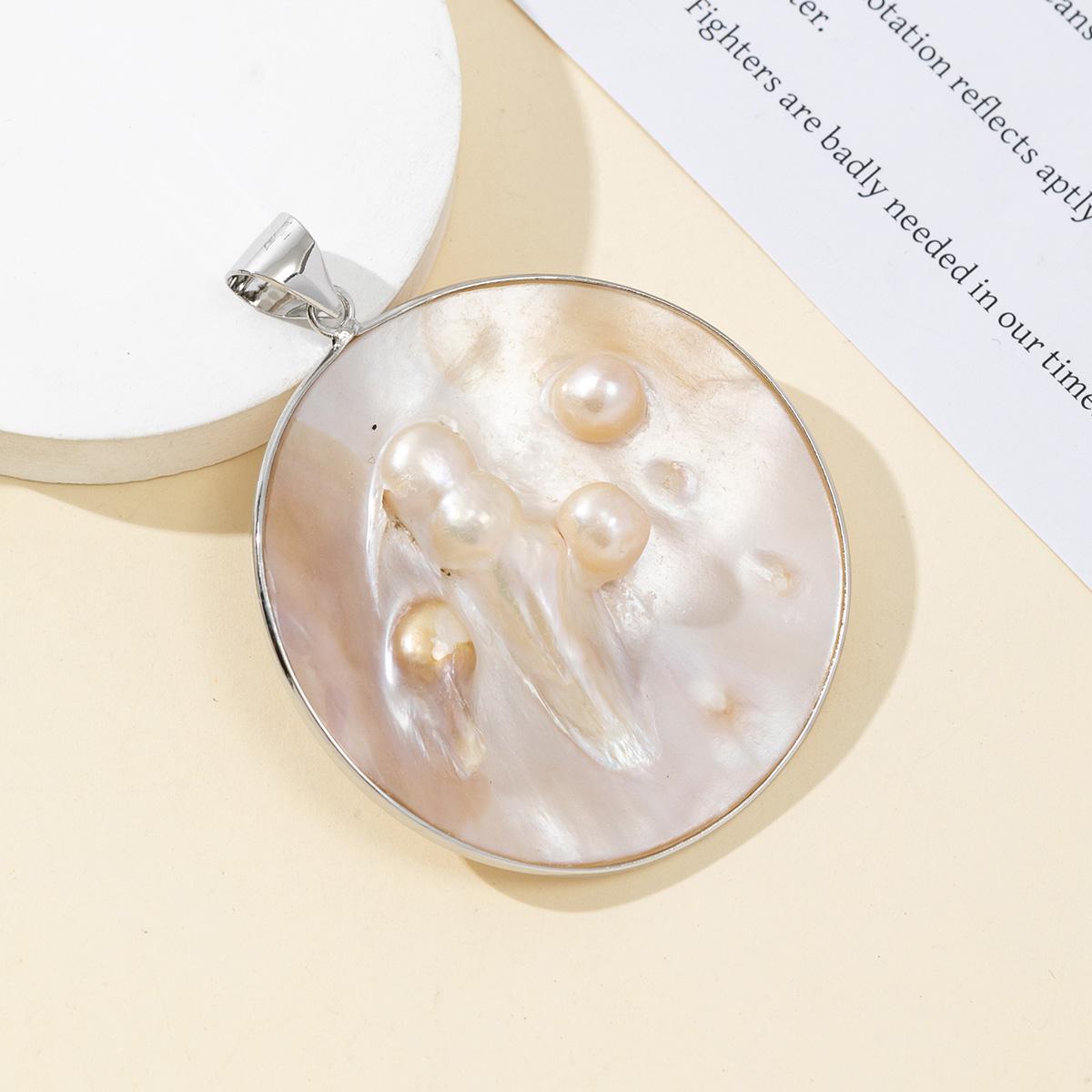 

1 шт., подвеска из натурального перламутра, бохо-ручная работа, круглые подвески для изготовления ювелирных изделий, ожерелья, брелока, подвесных украшений, аксессуаров, подарков 1Pc/51×51mm белый