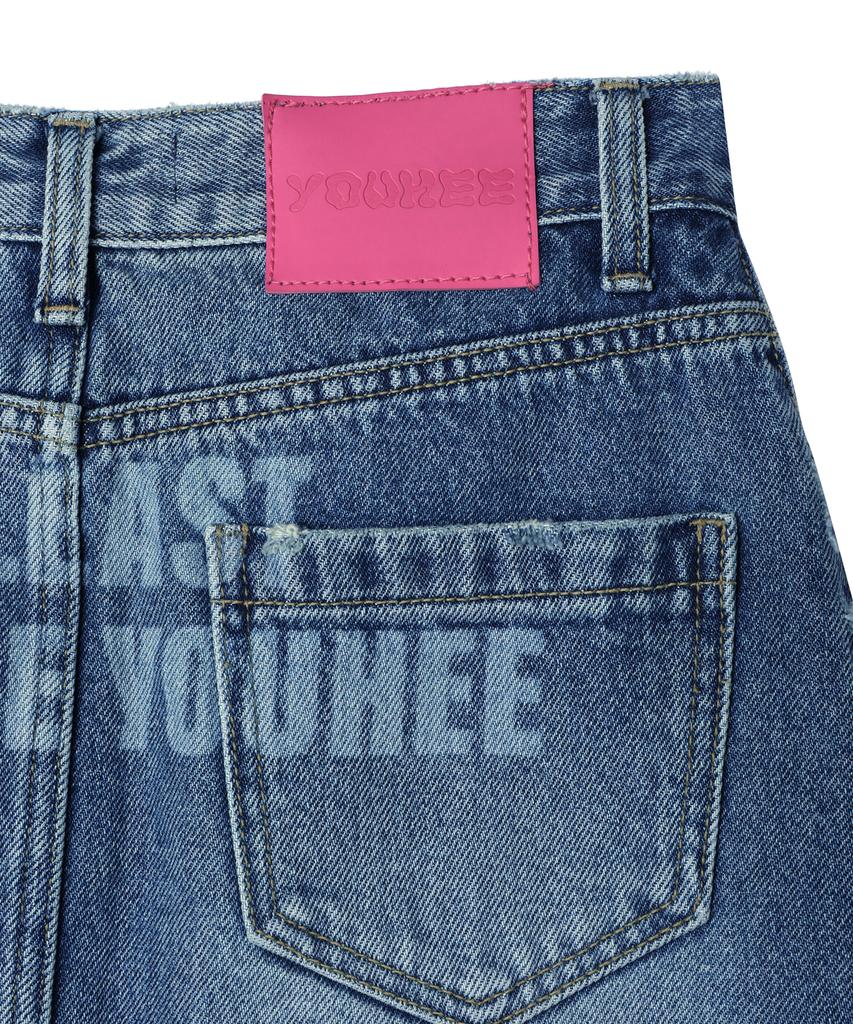 Yuhee Youhee Lettering Denim Mini Skirt Blue