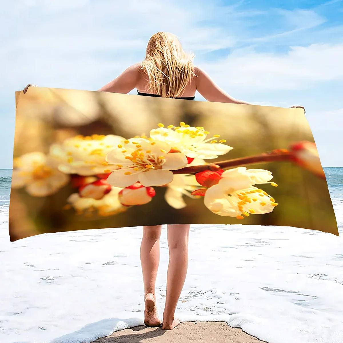 

Peach Blossoms Quick Dry Sand Free Beach Towels Absorbent Bath Towels Extra Large Pool Towels for Swimming Bathroom Spa Pool W30*H60(CM)
