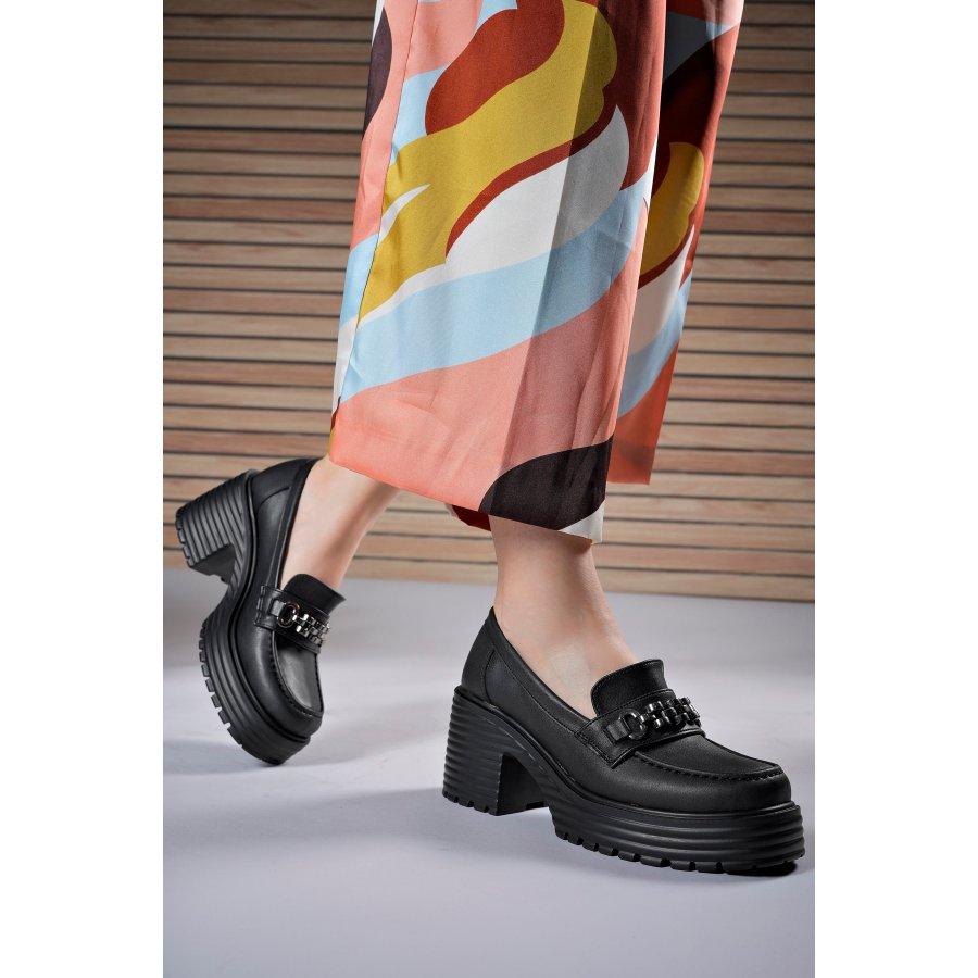 Women Platform Heeled Loafer Shoes